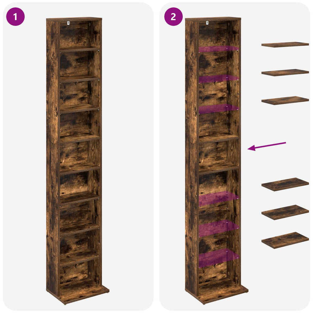 vidaXL Kabinet na płyty CD 2 szt. Dąb wędzony 33 x 23,5 x 175 cm