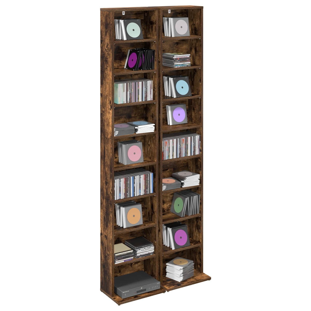 vidaXL Kabinet na płyty CD 2 szt. Dąb wędzony 33 x 23,5 x 175 cm