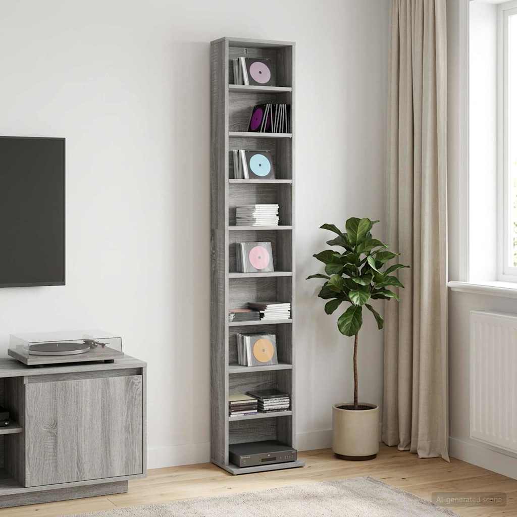 vidaXL Kabinet na płyty CD Szary Sonoma 33 x 23,5 x 175 cm