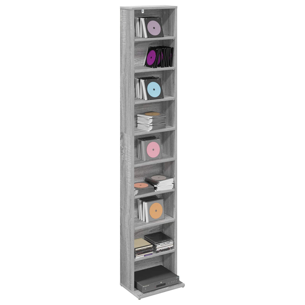 vidaXL Kabinet na płyty CD Szary Sonoma 33 x 23,5 x 175 cm