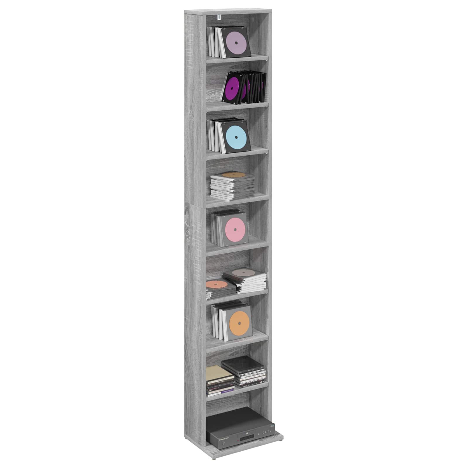 vidaXL Kabinet na płyty CD Szary Sonoma 33 x 23,5 x 175 cm