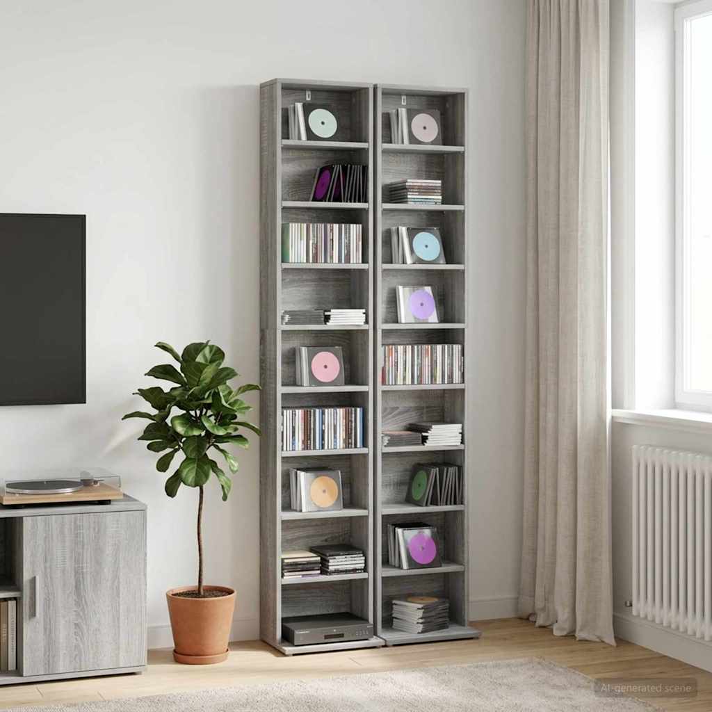 vidaXL Kabinet na płyty CD 2 szt. Szary Sonoma 33 x 23,5 x 175 cm