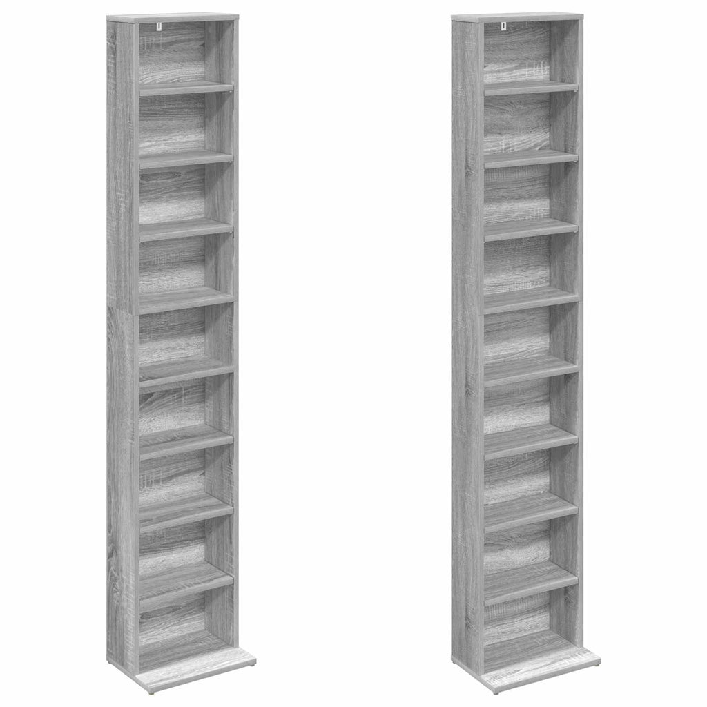 vidaXL Kabinet na płyty CD 2 szt. Szary Sonoma 33 x 23,5 x 175 cm
