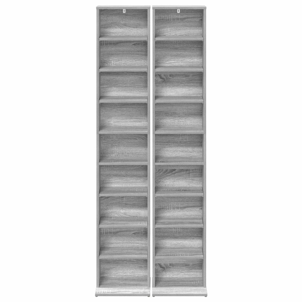 vidaXL Kabinet na płyty CD 2 szt. Szary Sonoma 33 x 23,5 x 175 cm