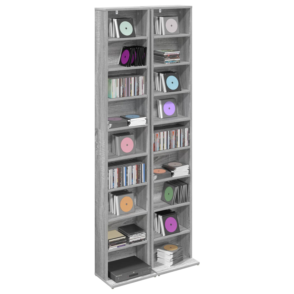 vidaXL Kabinet na płyty CD 2 szt. Szary Sonoma 33 x 23,5 x 175 cm