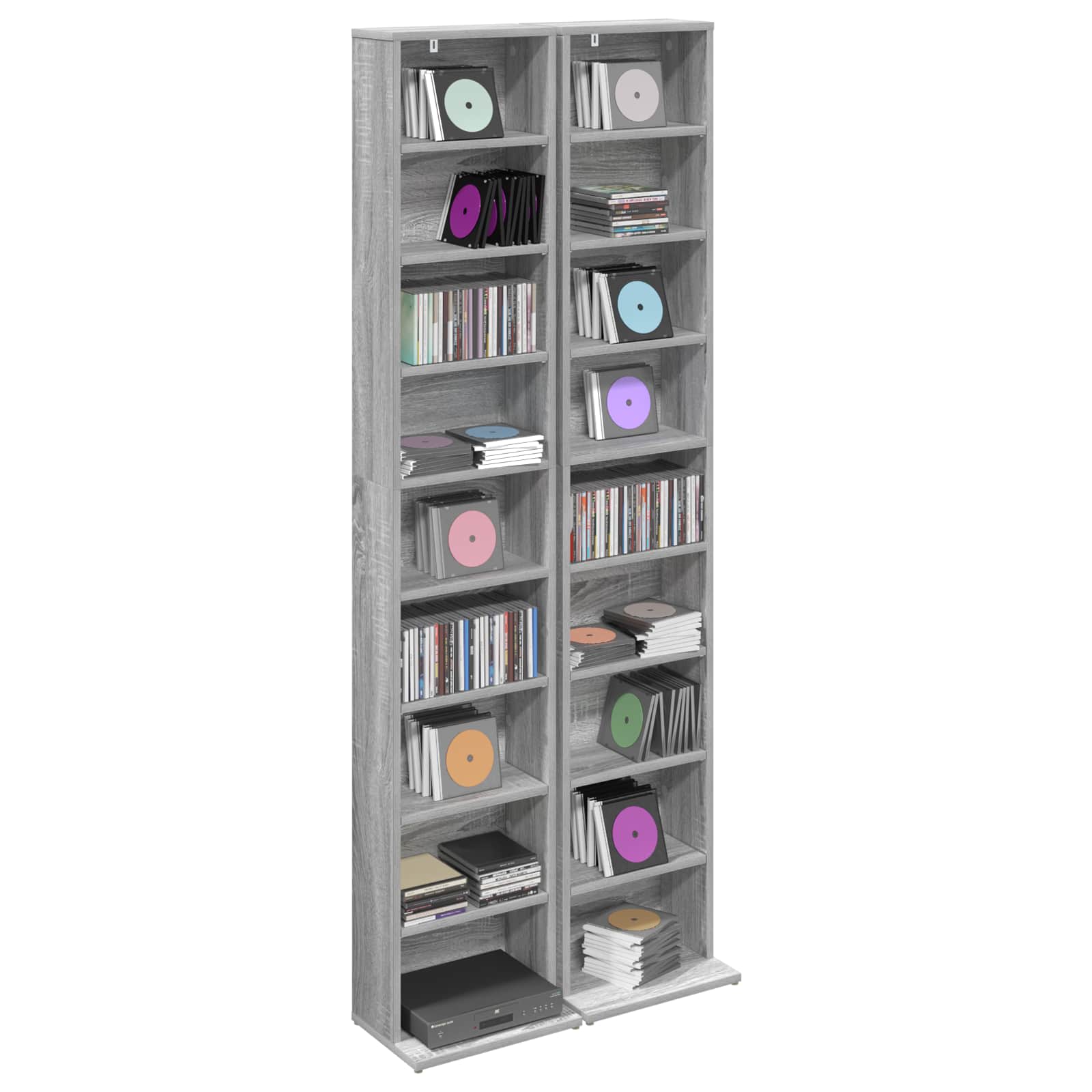 vidaXL Kabinet na płyty CD 2 szt. Szary Sonoma 33 x 23,5 x 175 cm