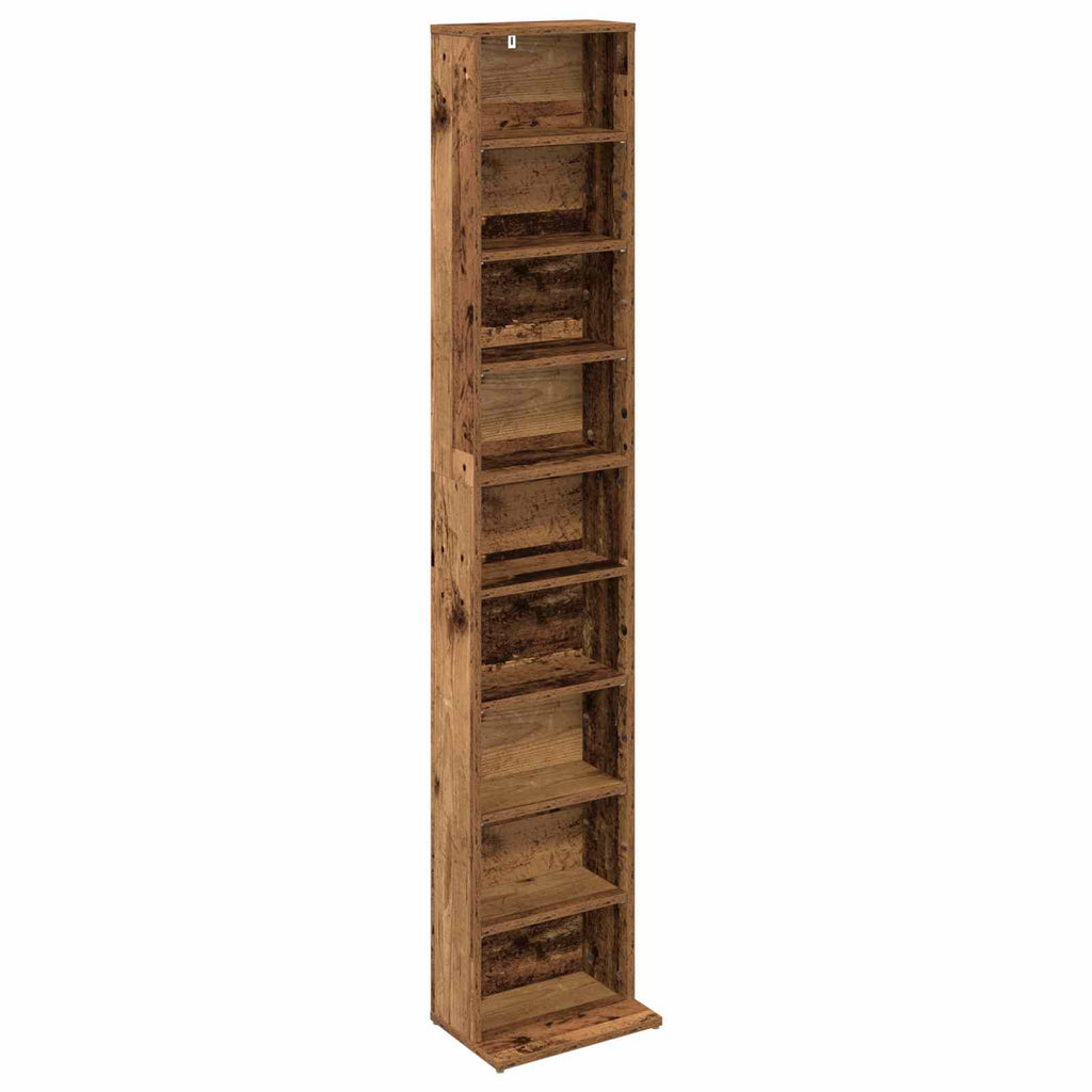 vidaXL Kabinet na płyty CD Stare drewno 33 x 23,5 x 175 cm