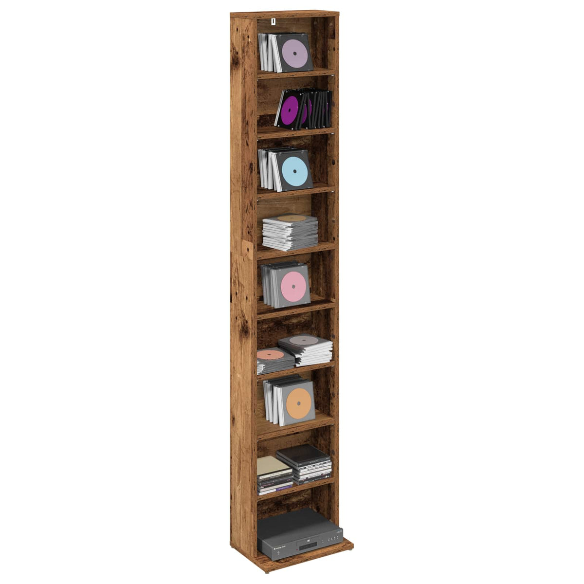 vidaXL Kabinet na płyty CD Stare drewno 33 x 23,5 x 175 cm