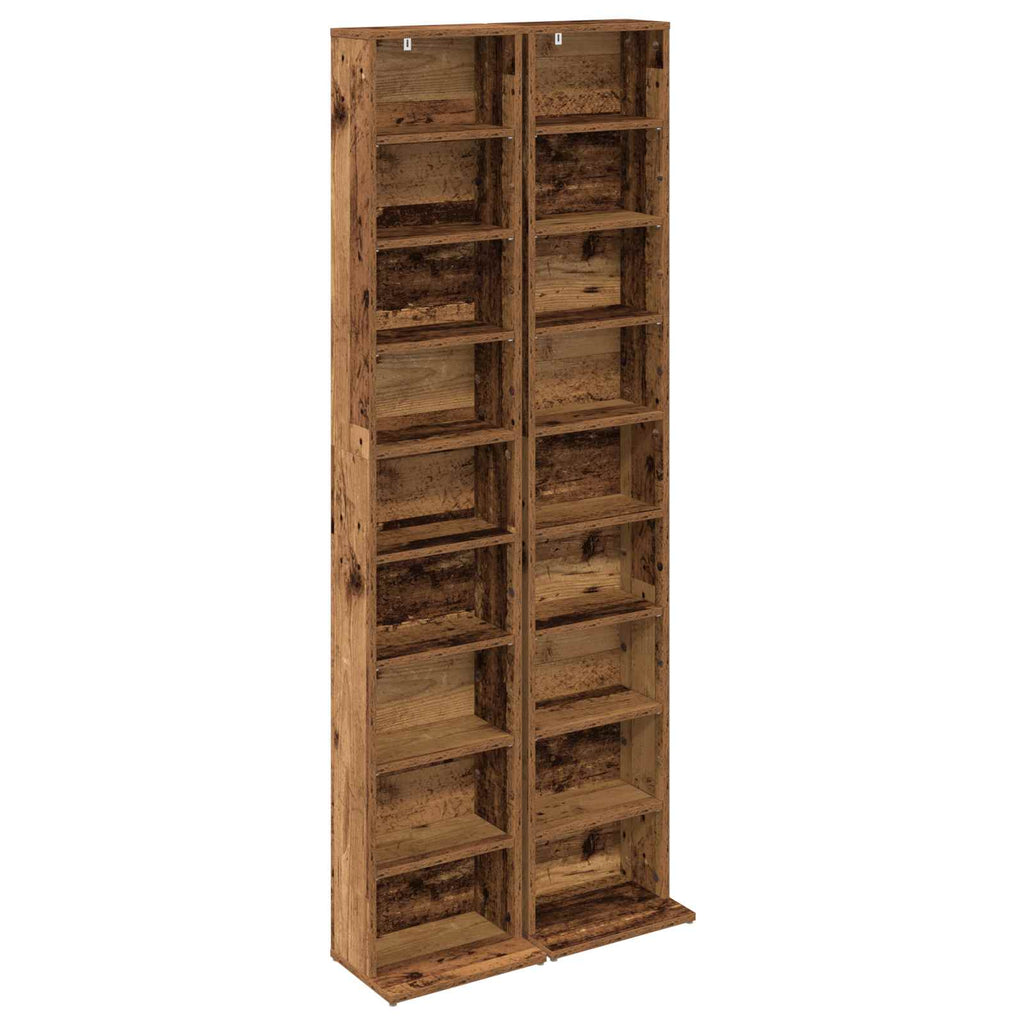 vidaXL Kabinet na płyty CD 2 szt. Stare drewno 33 x 23,5 x 175 cm