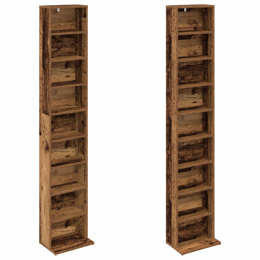 vidaXL Kabinet na płyty CD 2 szt. Stare drewno 33 x 23,5 x 175 cm