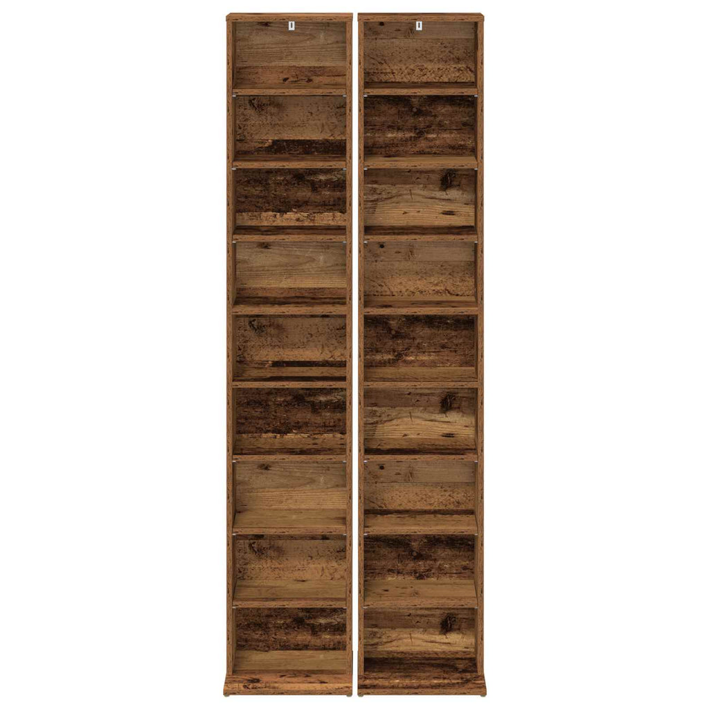 vidaXL Kabinet na płyty CD 2 szt. Stare drewno 33 x 23,5 x 175 cm