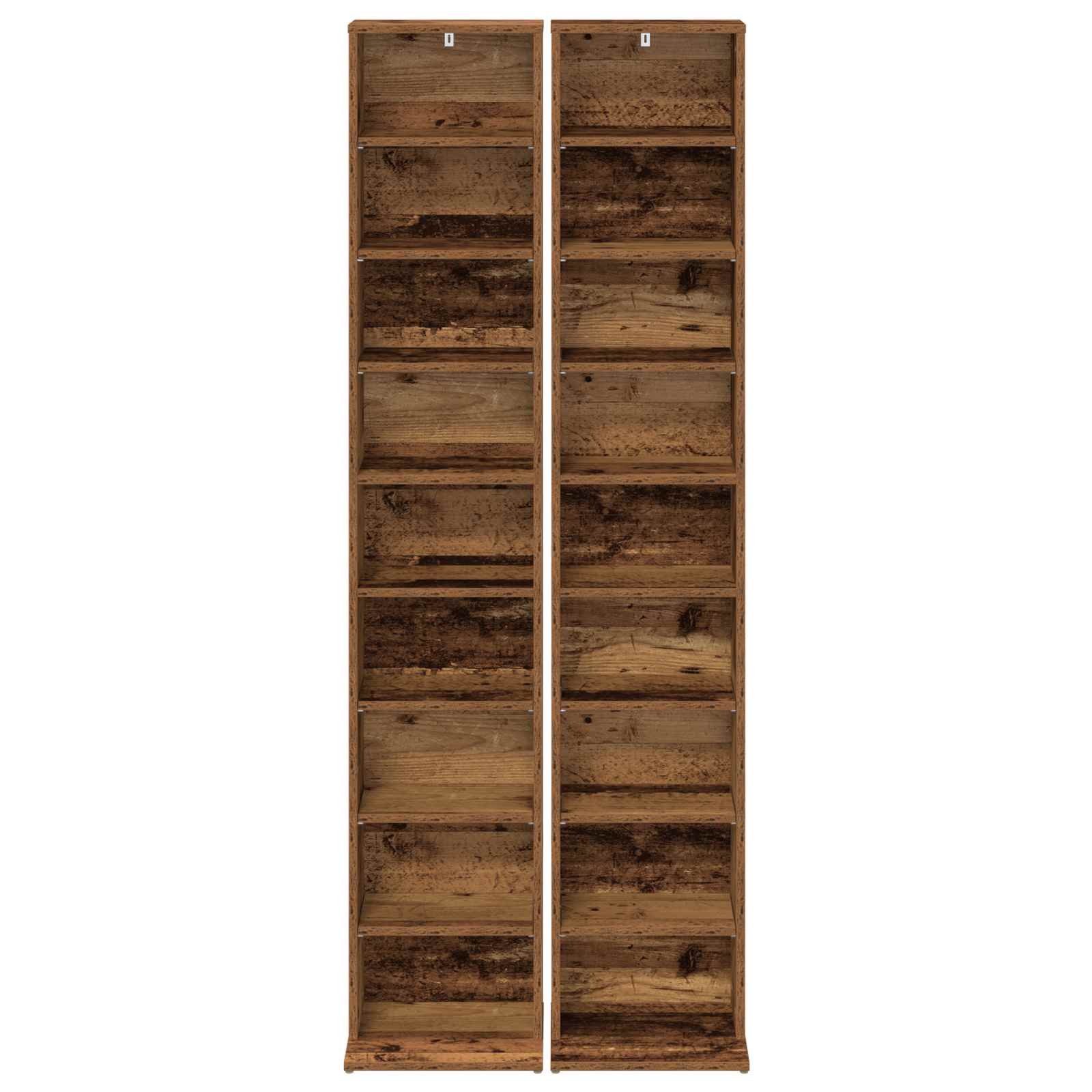vidaXL Kabinet na płyty CD 2 szt. Stare drewno 33 x 23,5 x 175 cm