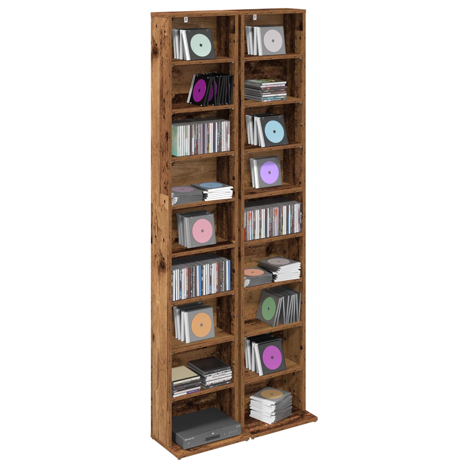 vidaXL Kabinet na płyty CD 2 szt. Stare drewno 33 x 23,5 x 175 cm