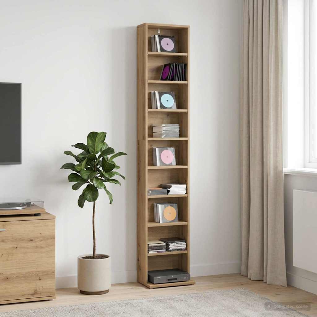 vidaXL Kabinet na płyty CD Dąb artisan 33 x 23,5 x 175 cm