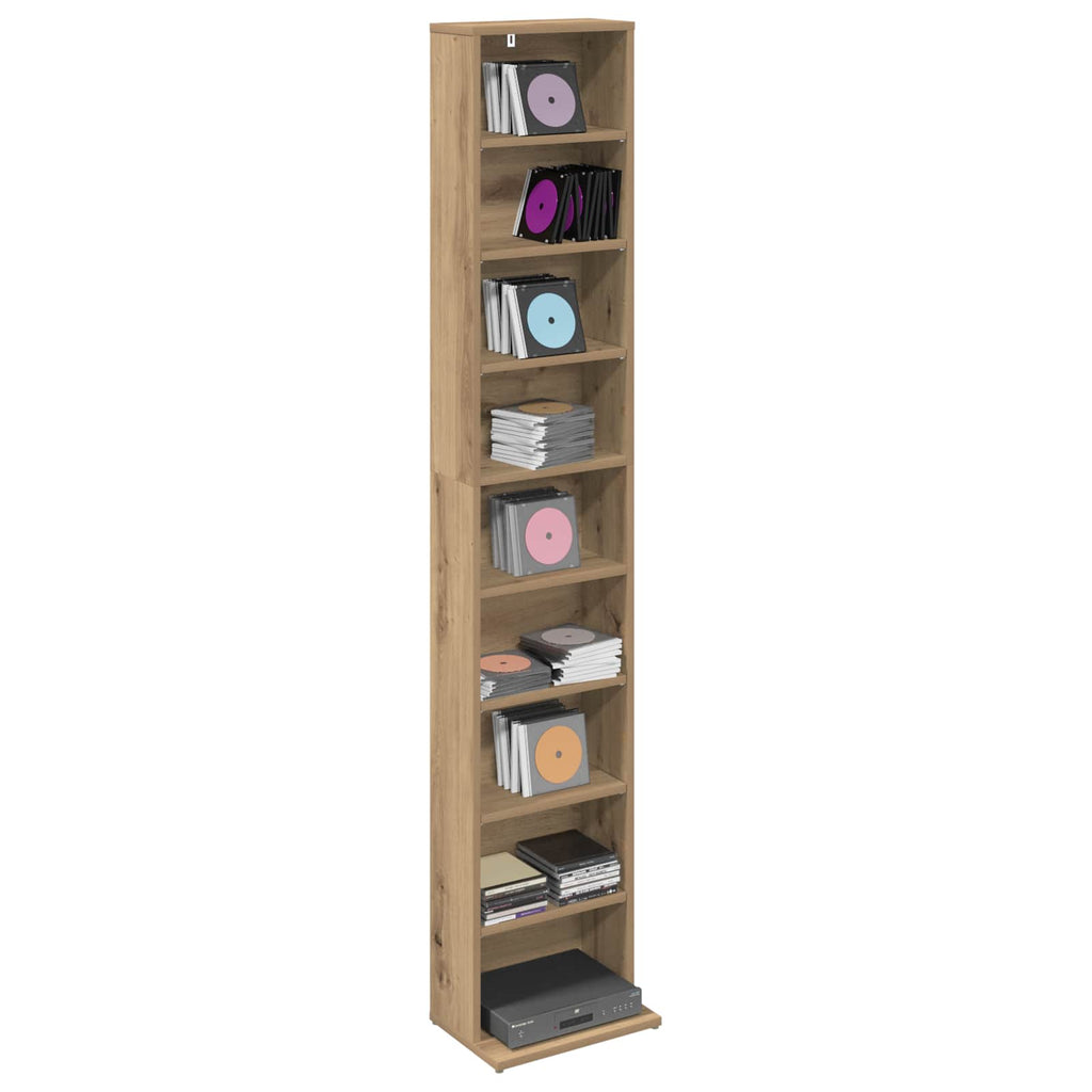 vidaXL Kabinet na płyty CD Dąb artisan 33 x 23,5 x 175 cm