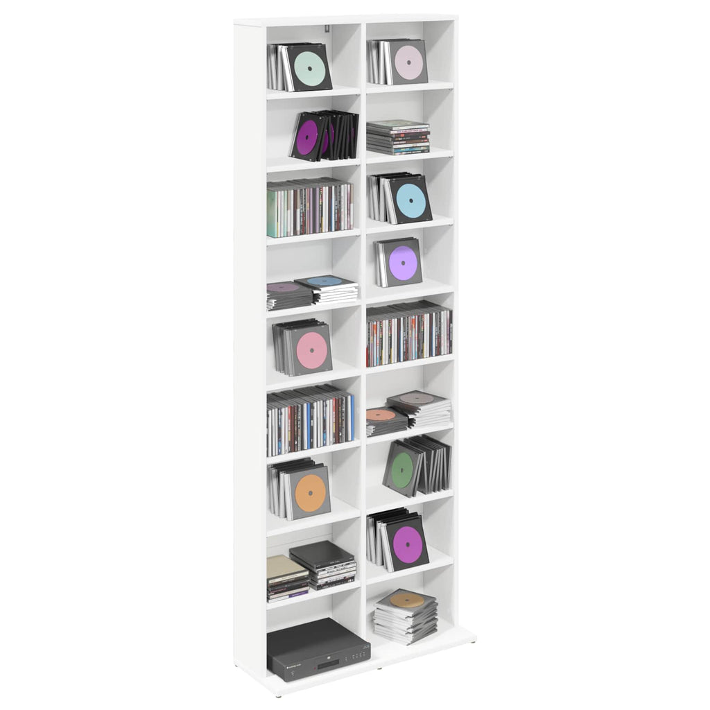 vidaXL Kabinet na płyty CD Biały 65 x 23,5 x 175 cm