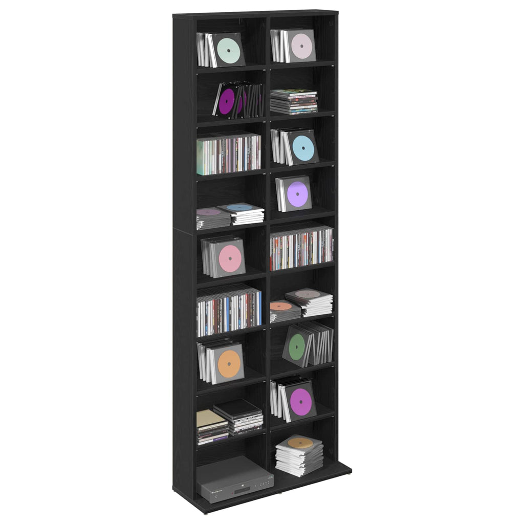 vidaXL Kabinet na płyty CD Czarny dąb 65 x 23,5 x 175 cm