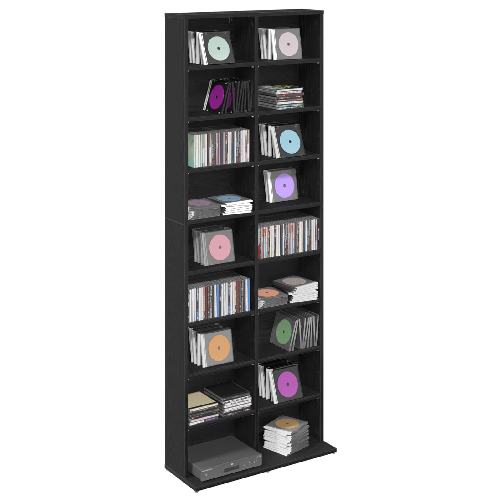 vidaXL Kabinet na płyty CD Czarny dąb 65 x 23,5 x 175 cm