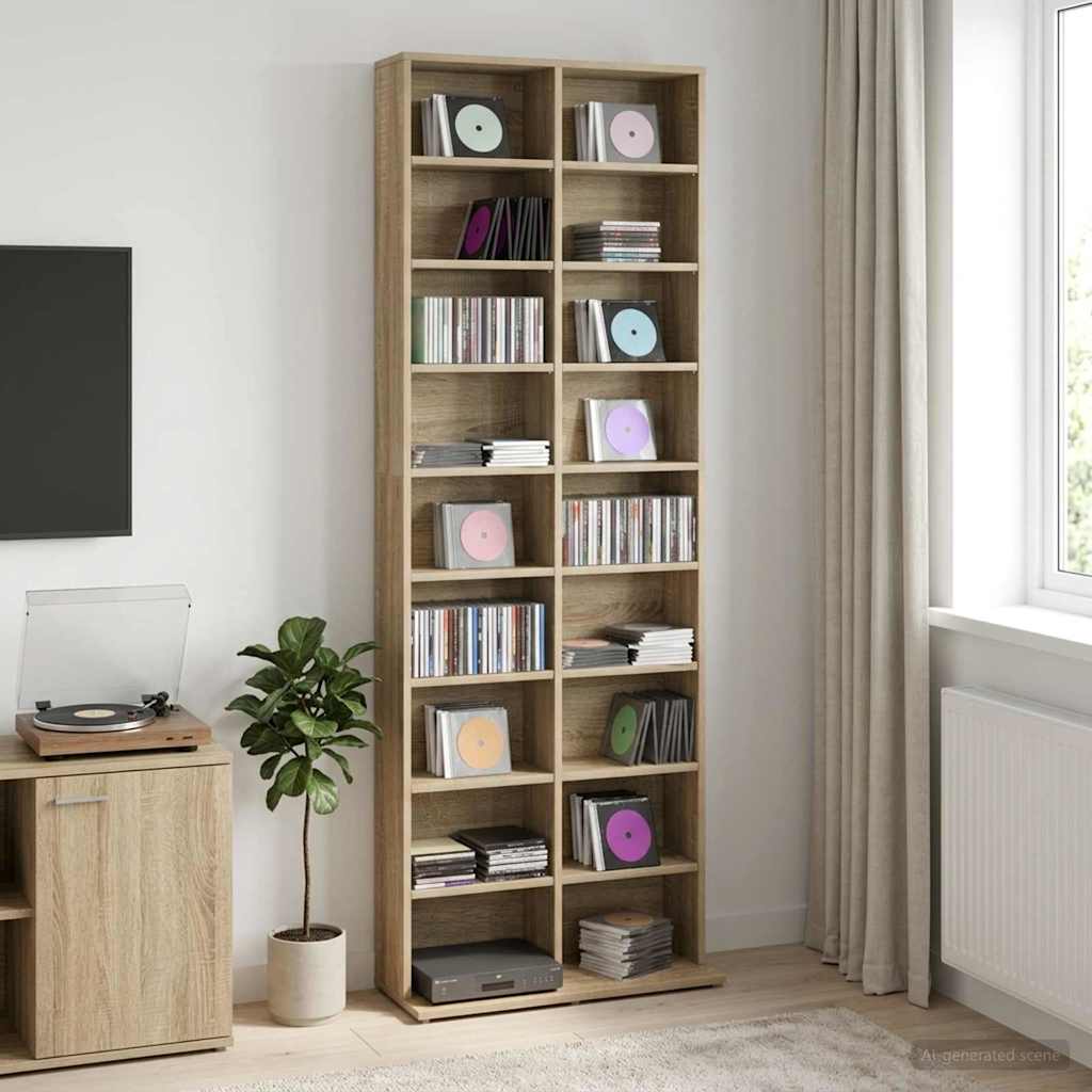 vidaXL Kabinet na płyty CD dąb Sonoma 65 x 23,5 x 175 cm