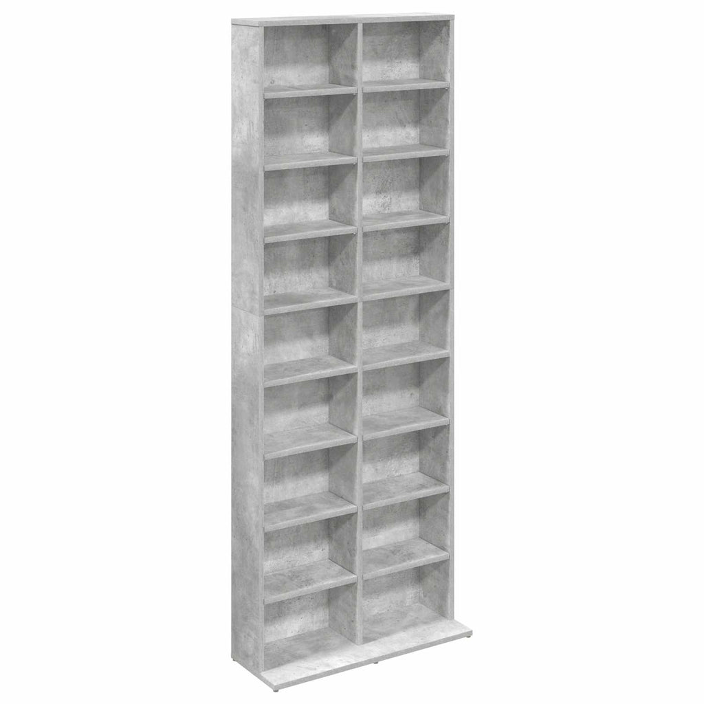vidaXL Kabinet na płyty CD Betonowy szary 65 x 23,5 x 175 cm