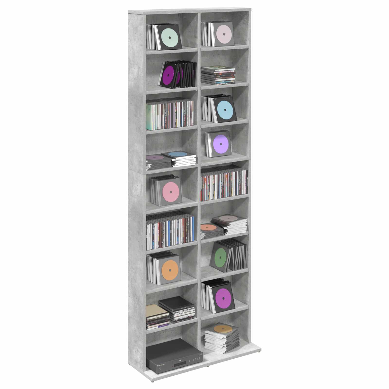 vidaXL Kabinet na płyty CD Betonowy szary 65 x 23,5 x 175 cm