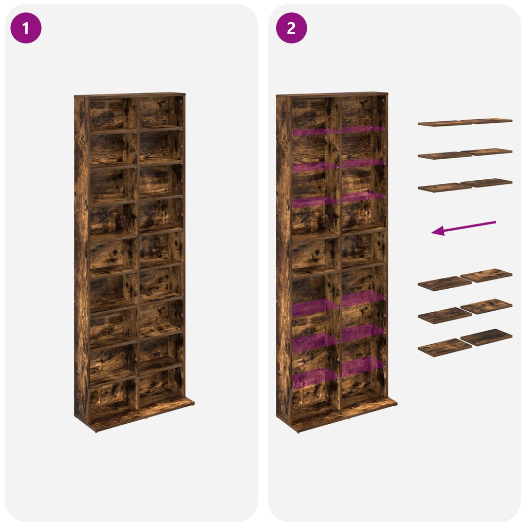 vidaXL Kabinet na płyty CD Dąb wędzony 65 x 23,5 x 175 cm