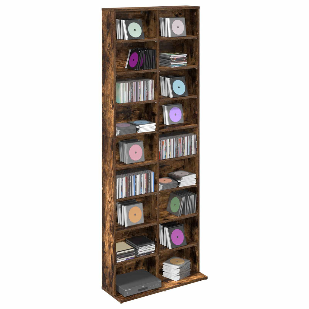 vidaXL Kabinet na płyty CD Dąb wędzony 65 x 23,5 x 175 cm