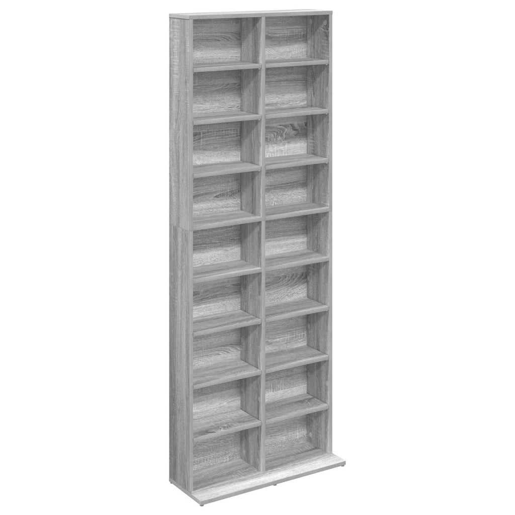 vidaXL Kabinet na płyty CD Szary Sonoma 65 x 23,5 x 175 cm