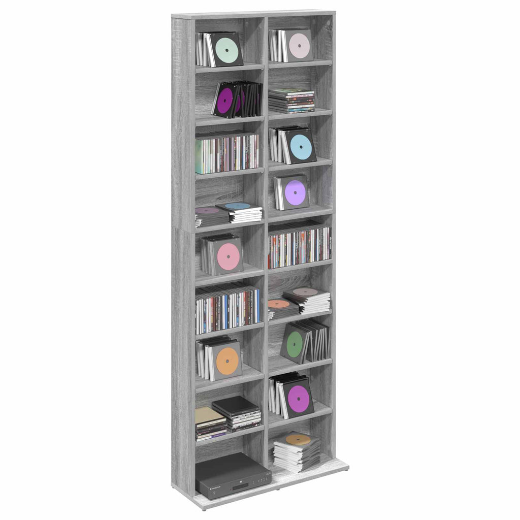 vidaXL Kabinet na płyty CD Szary Sonoma 65 x 23,5 x 175 cm