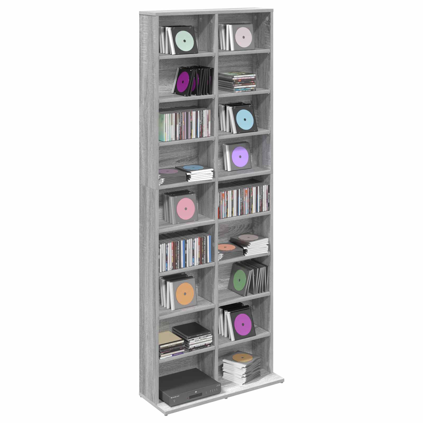 vidaXL Kabinet na płyty CD Szary Sonoma 65 x 23,5 x 175 cm