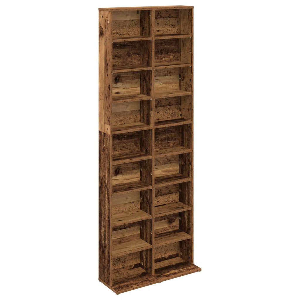 vidaXL Kabinet na płyty CD Stare drewno 65 x 23,5 x 175 cm