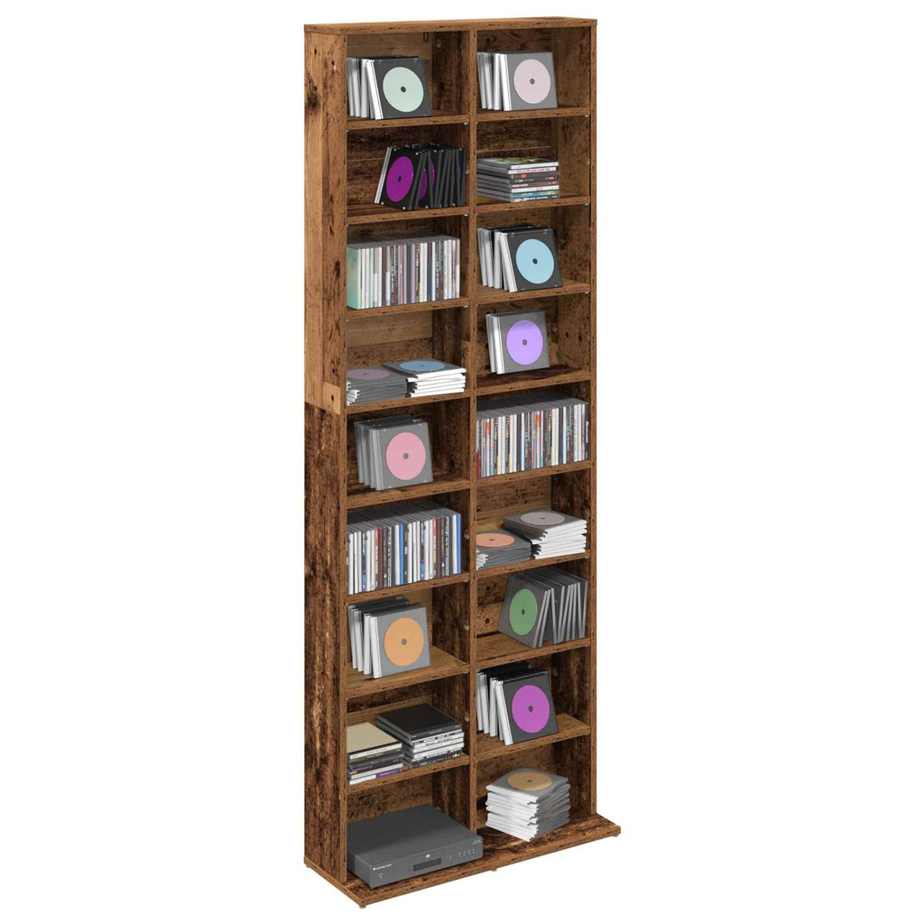 vidaXL Kabinet na płyty CD Stare drewno 65 x 23,5 x 175 cm