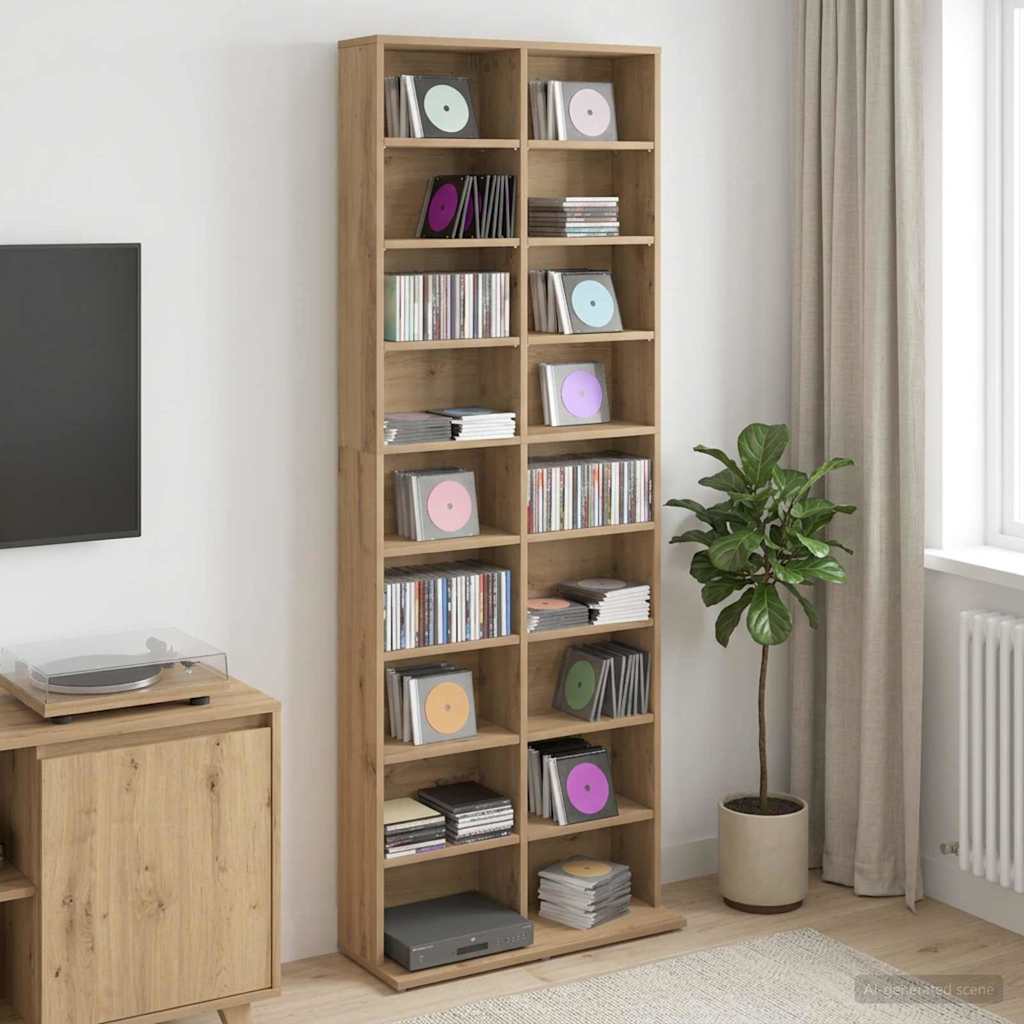 vidaXL Kabinet na płyty CD Dąb artisan 65 x 23,5 x 175 cm