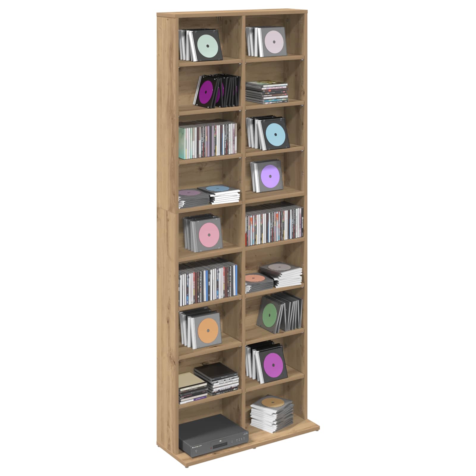 vidaXL Kabinet na płyty CD Dąb artisan 65 x 23,5 x 175 cm