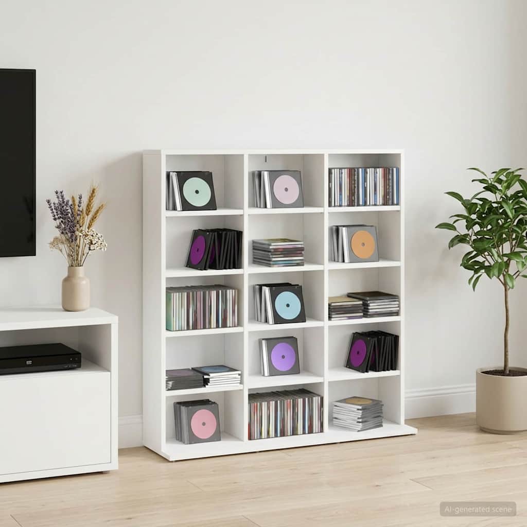 vidaXL Kabinet na płyty CD Biały 96 x 23,5 x 97,5 cm