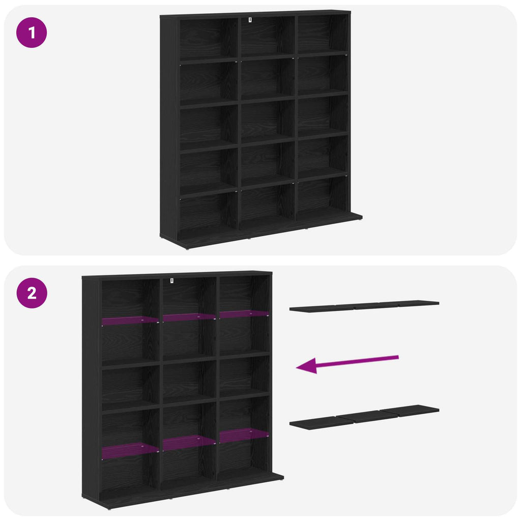 vidaXL Kabinet na płyty CD Czarny dąb 96 x 23,5 x 97,5 cm