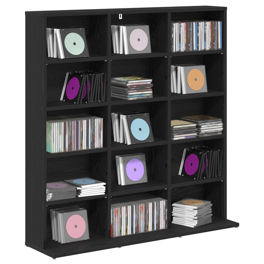 vidaXL Kabinet na płyty CD Czarny dąb 96 x 23,5 x 97,5 cm