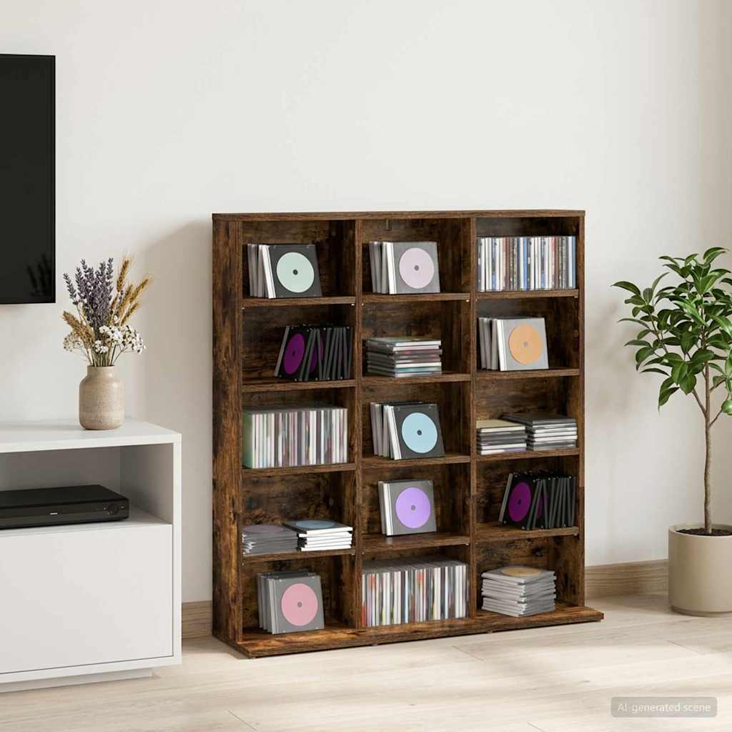 vidaXL Kabinet na płyty CD Dąb wędzony 96 x 23,5 x 97,5 cm