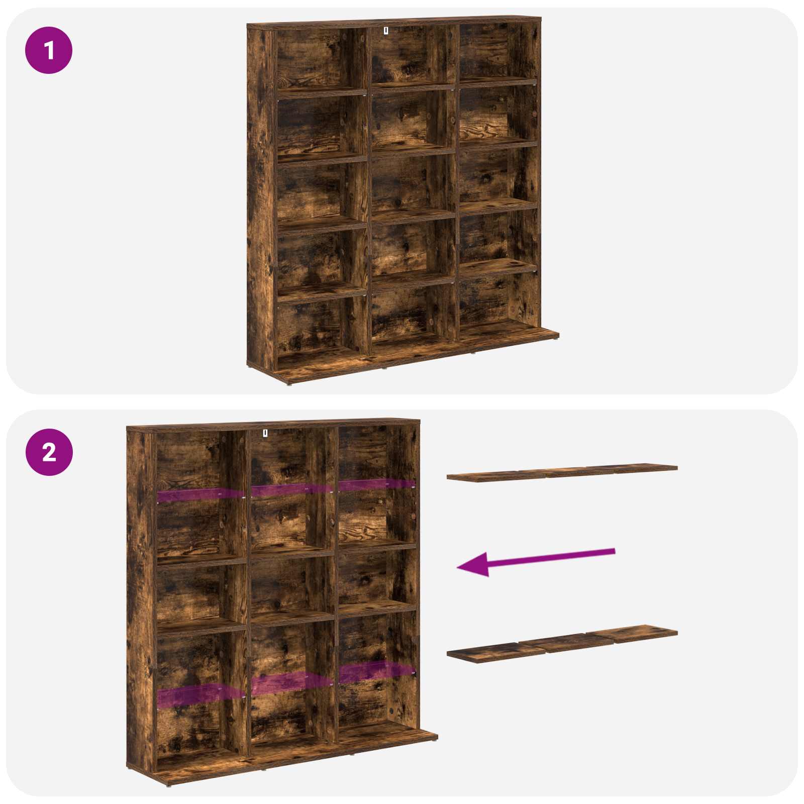 vidaXL Kabinet na płyty CD Dąb wędzony 96 x 23,5 x 97,5 cm