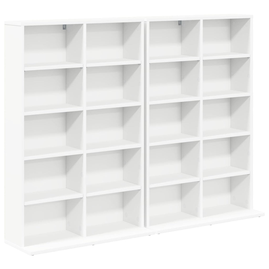 vidaXL Kabinet na płyty CD 2 szt. Biały 65 x 23,5 x 97,5 cm
