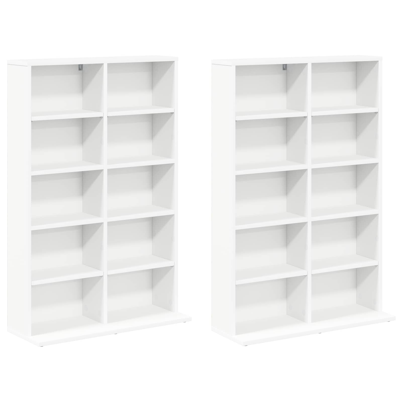 vidaXL Kabinet na płyty CD 2 szt. Biały 65 x 23,5 x 97,5 cm