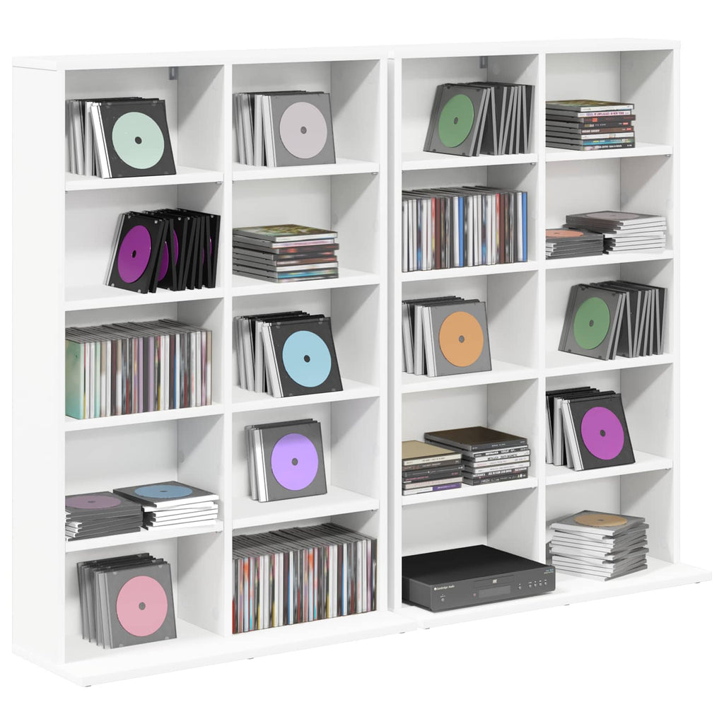 vidaXL Kabinet na płyty CD 2 szt. Biały 65 x 23,5 x 97,5 cm