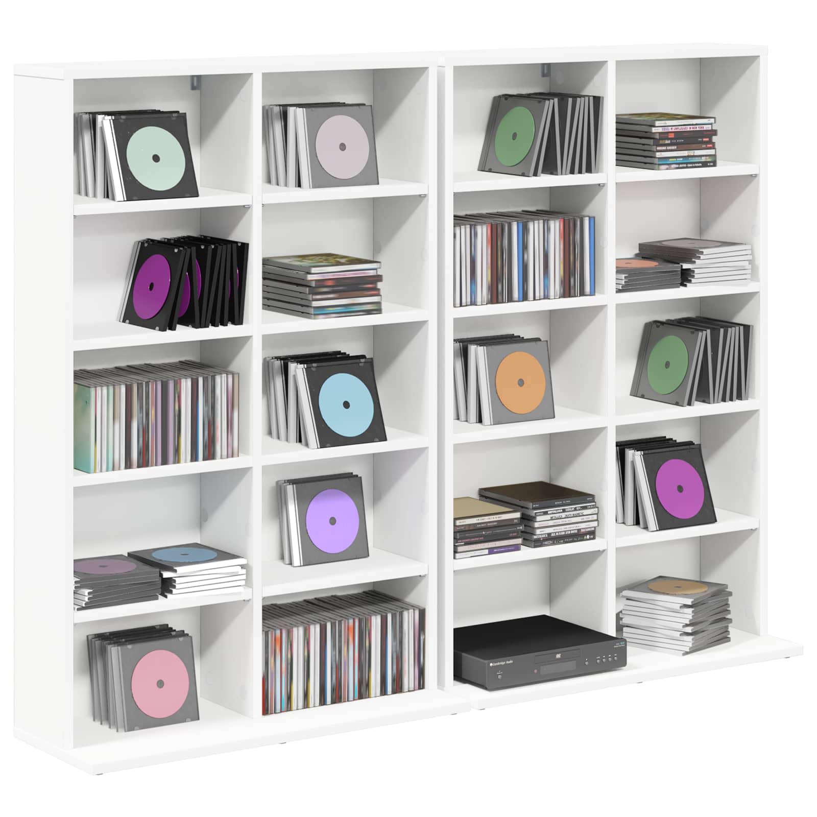 vidaXL Kabinet na płyty CD 2 szt. Biały 65 x 23,5 x 97,5 cm