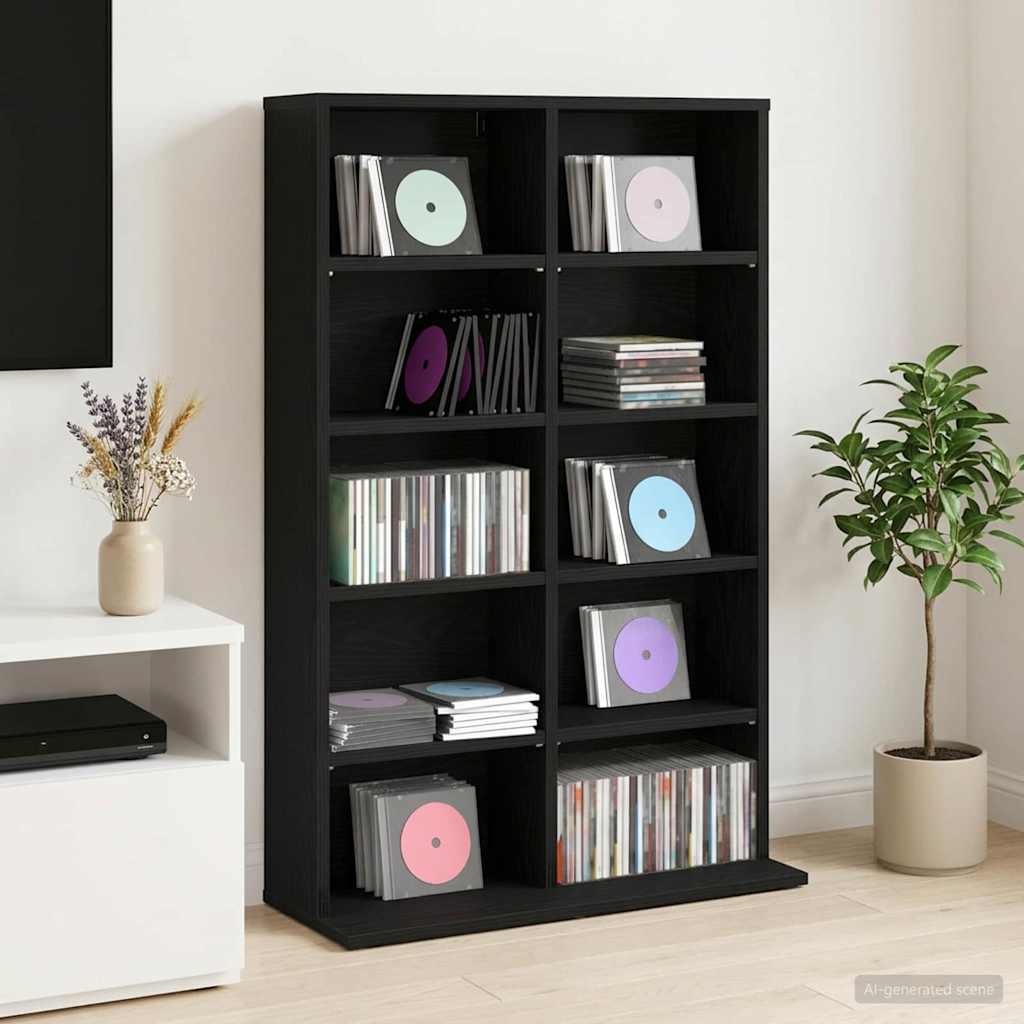vidaXL Kabinet na płyty CD Czarny dąb 65 x 23,5 x 97,5 cm
