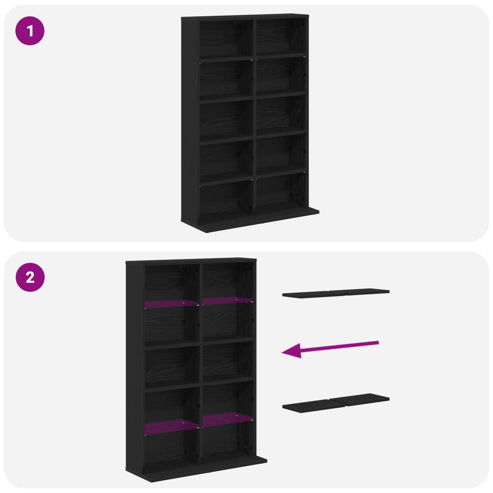vidaXL Kabinet na płyty CD Czarny dąb 65 x 23,5 x 97,5 cm
