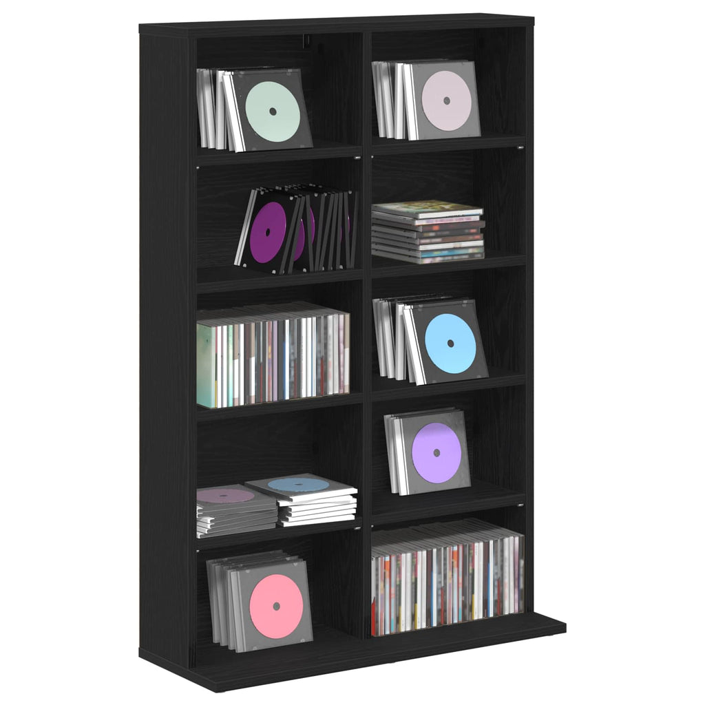 vidaXL Kabinet na płyty CD Czarny dąb 65 x 23,5 x 97,5 cm