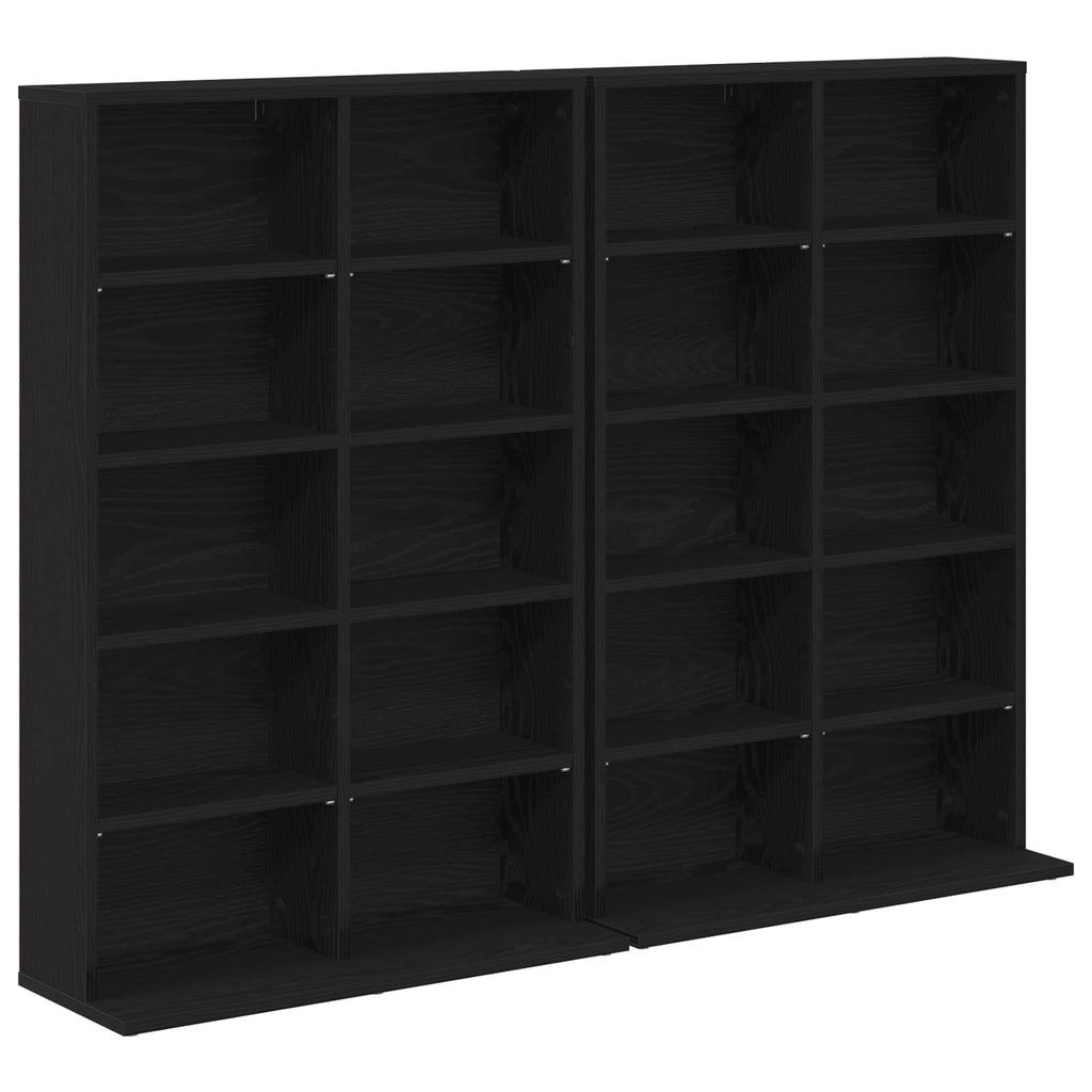 vidaXL Kabinet na płyty CD 2 szt. Czarny dąb 65 x 23,5 x 97,5 cm
