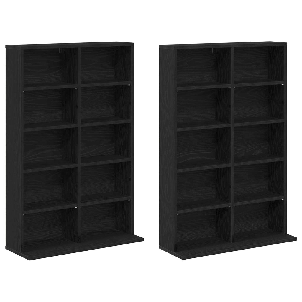vidaXL Kabinet na płyty CD 2 szt. Czarny dąb 65 x 23,5 x 97,5 cm