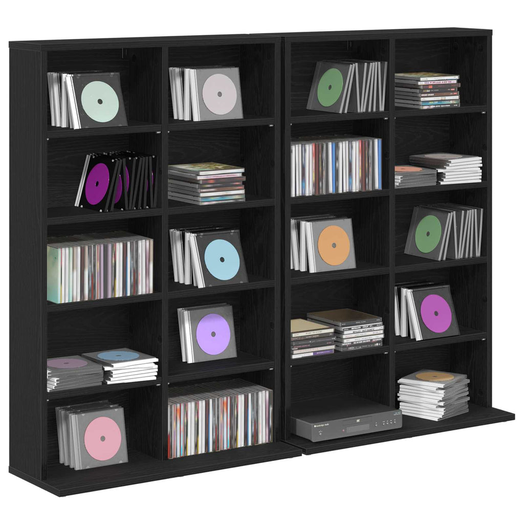 vidaXL Kabinet na płyty CD 2 szt. Czarny dąb 65 x 23,5 x 97,5 cm