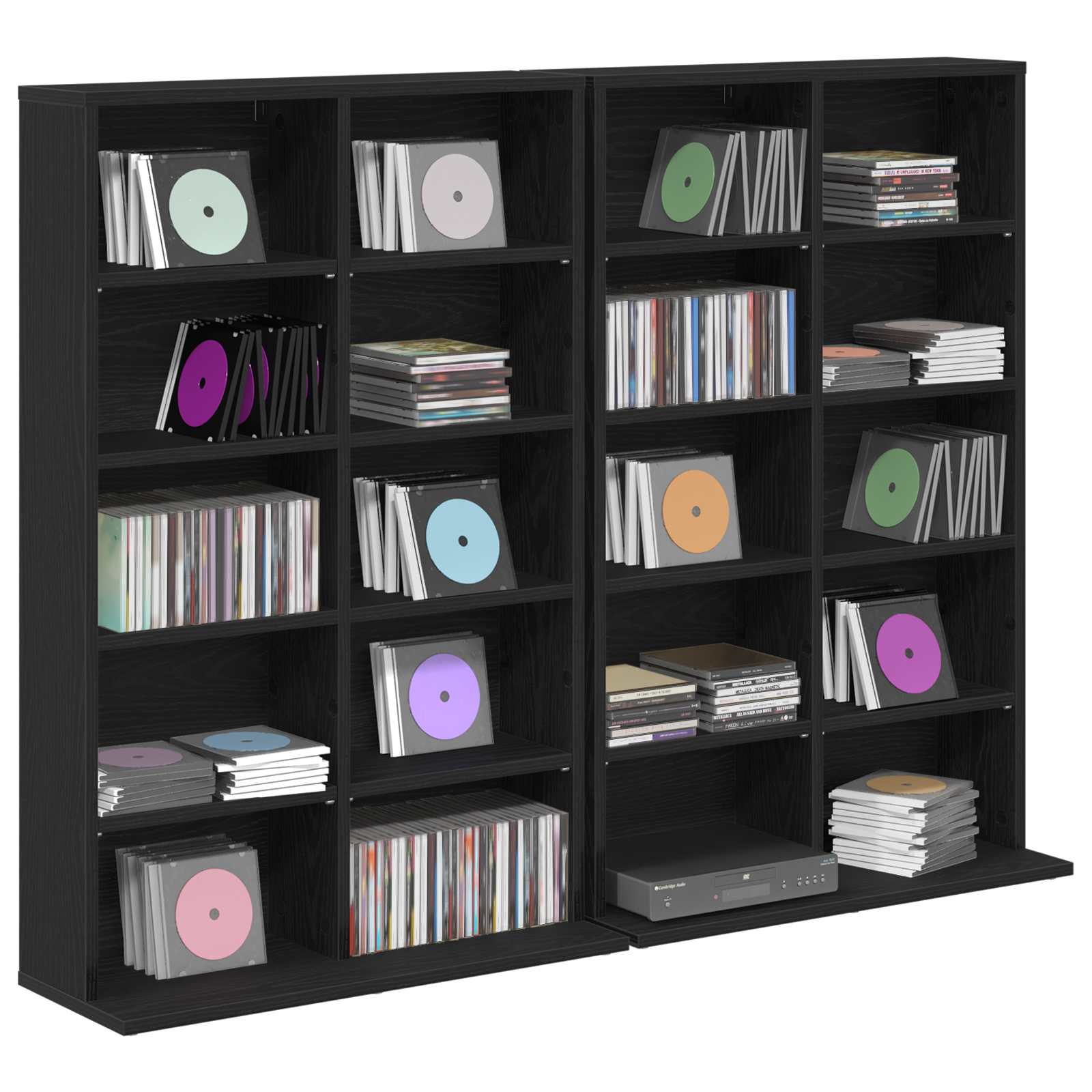 vidaXL Kabinet na płyty CD 2 szt. Czarny dąb 65 x 23,5 x 97,5 cm